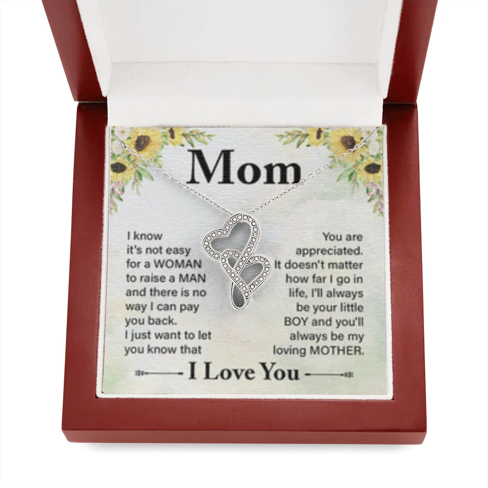 You are appreciated-Double Hearts Necklace for Mother From Son