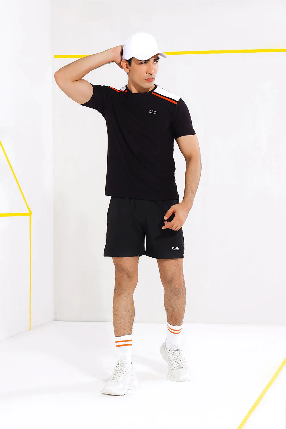 ZED Black Active Stripe Performance Training T-shirt