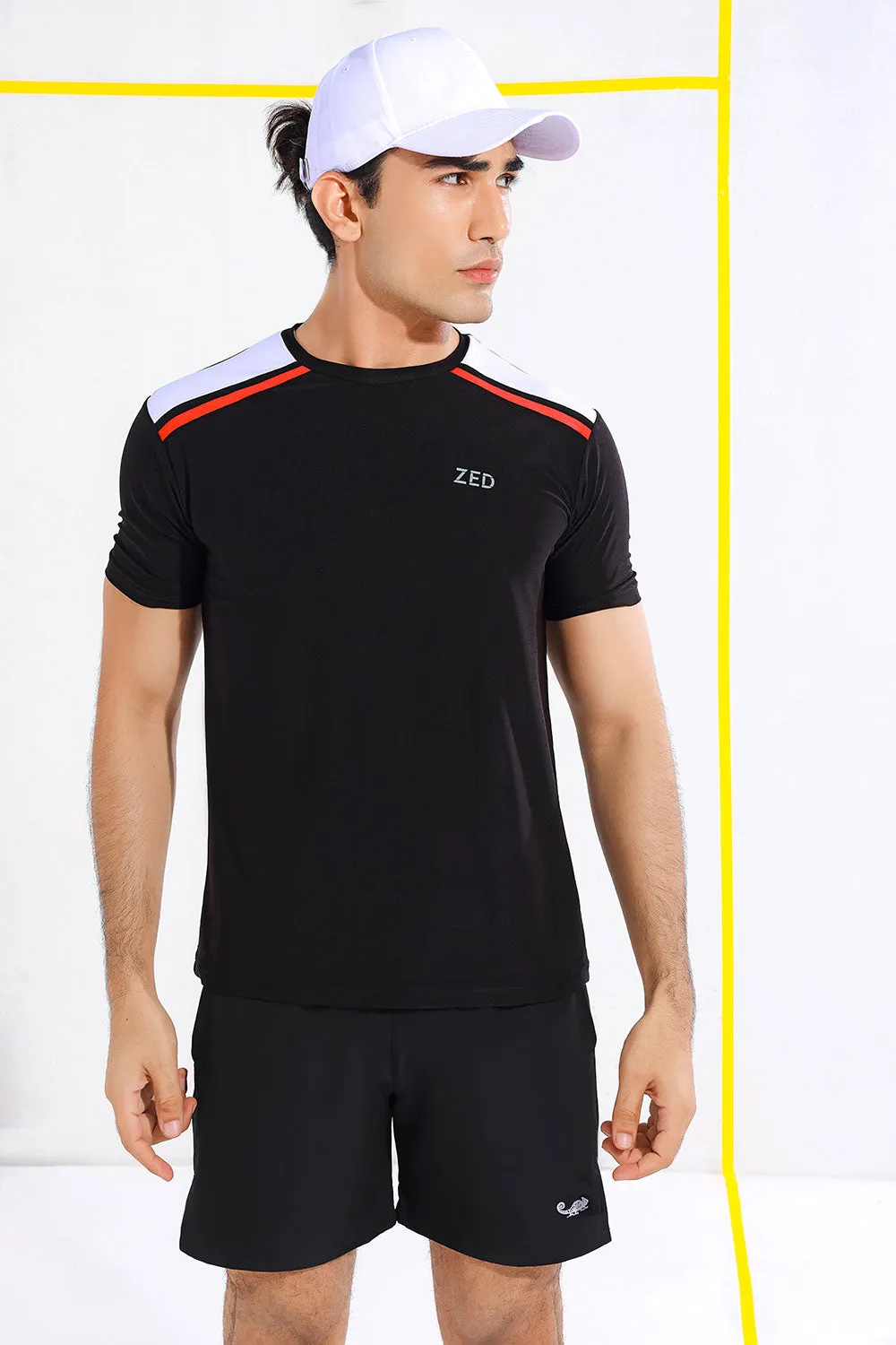 ZED Black Active Stripe Performance Training T-shirt